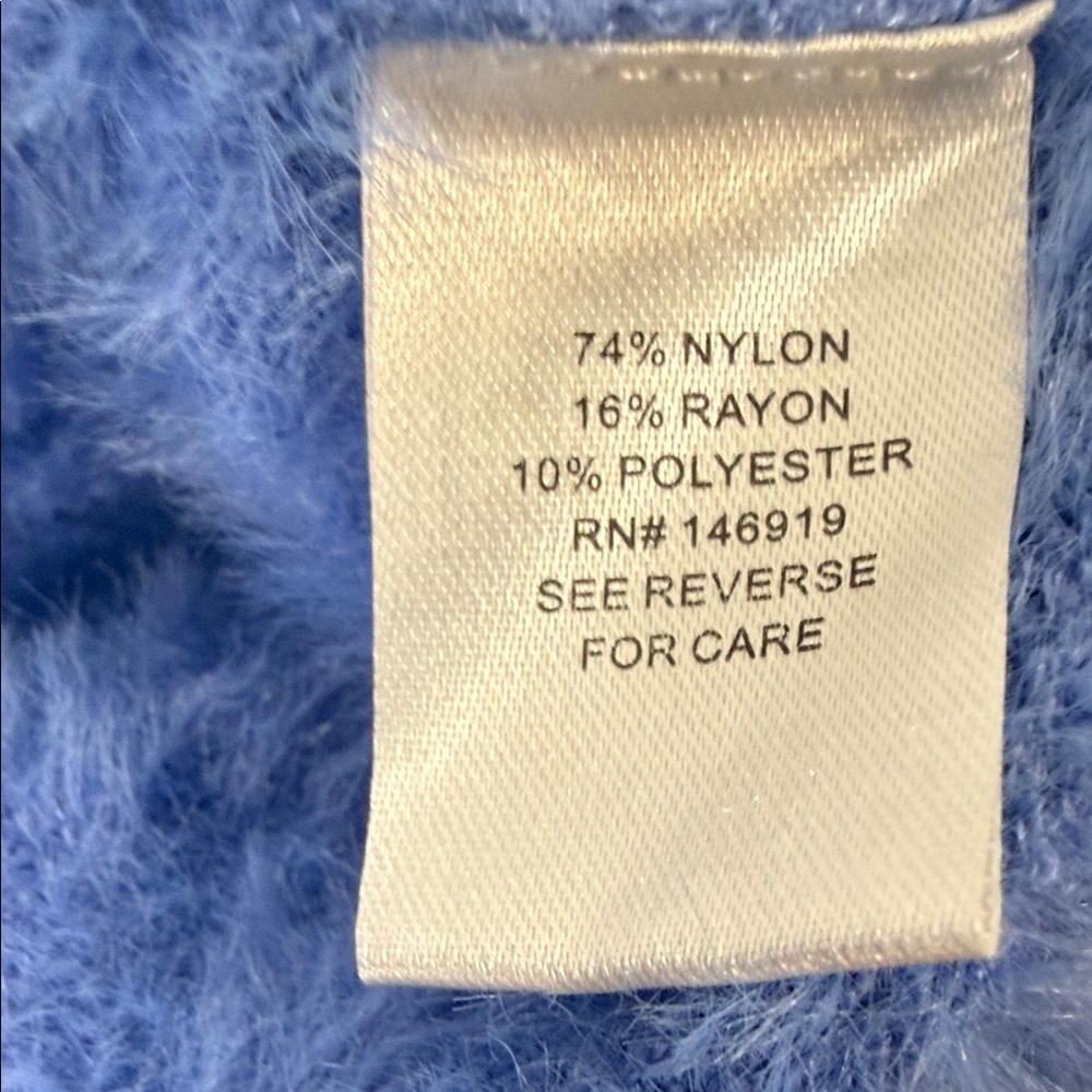 Freshman 1996 Soft and Fluffy Periwinkle Blue Women's Cardigan Crop Puff Sleeve - Picture 4 of 11